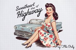 Sweetheart of the highway PNG,Retro PinUp Sublimation PNG Product Image 1