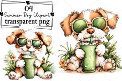 Whimsical Summer Dog Clipart Watercolor PNG Product Image 1