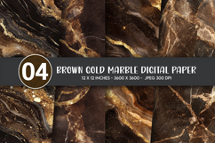 Brown Gold Marble Digital Paper Product Image 1
