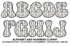 Retro Groovy Alphabert PNG 70s Numbers &amp; Letters 300 DPI Product Image 2