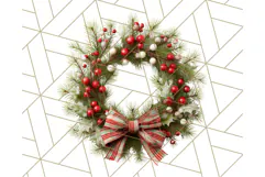 Christmas Wreath Clipart, Holiday Greenery PNG Illustrations Product Image 4