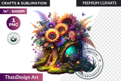 Enchanted Woodland Animal &amp; Sunflower Clipart PNG Product Image 1