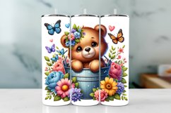 Bear Spring Tumbler Wrap Sublimation PNG Design Product Image 1