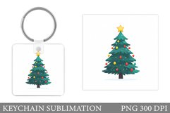 Christmas Tree Keychain. Winter Keychain Sublimation Product Image 1