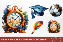 Watercolor Back To School Sublimation Clipart Product Image 1