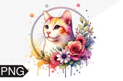 Cat Flowers Sublimation - Cat Flowers Clipart PNG Design Product Image 1