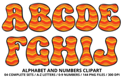 Retro Groovy Alphabert PNG 70s Numbers &amp; Letters 300 DPI Product Image 2