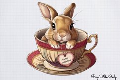 Valentines Day Bunny Cups Clipart PNG Product Image 1
