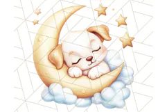 Sleeping Baby Animals PNG, Moon and Stars Nursery Clipart Product Image 4