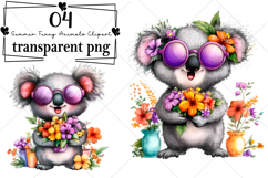 Summer Funny Animals Clipart Watercolor PNG Product Image 1
