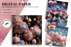 Moon Star Cloud Watercolor Background Digital Paper Pattern Product Image 1