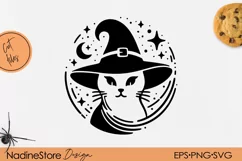 Halloween cat silhouette, Svg File For Cricut, PNG. Product Image 1
