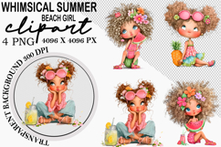 whimsical summer beach Girl Clipart Product Image 1