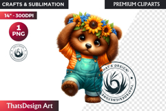 Cute Autumn Animals &amp; Sunflowers - Thanksgiving Clipart Product Image 1