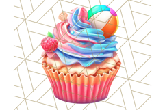 Bright Summer Cupcake PNG Clipart, Colorful Cupcakes Product Image 4
