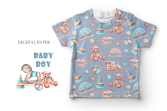 Baby boy watercolor set. Birthday. Product Image 12