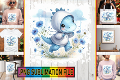 LUMINOUS TOTE BAG Designs PNG, Cute Dino Product Image 1