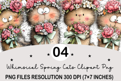 Whimsical Spring Cats Clipart Png Spring PNG Product Image 1