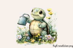 Spring Turtles Garden Clipart PNG Product Image 1