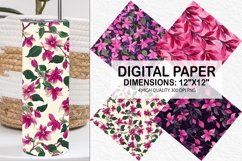 Fuchsia Flowers Pattern Digital Paper- Flowers Background Product Image 1
