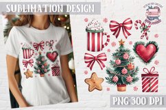 Christmas Coquette Bow PNG Holidays Funny Watercolor Product Image 1