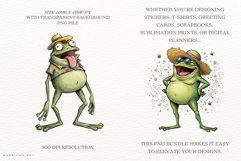 Whimsical Summer Frog Clipart 16 PNG Product Image 2