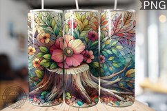 Watercolor Flower Wooden Stump Tumbler - High Quality 3Dpi Product Image 1