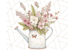 Watering Can Flowers PNG, Rustic Floral Watercolor Clipart Product Image 5