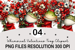 Whimsical Valentines Frog Clipart Valentines Frog Png Product Image 1
