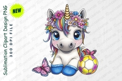 Cute Unicorn With Flower Crown And Butterfly Clipart Product Image 1
