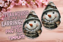 Sophisticated Teardrop Earrings Sublimation Art , Snowman Product Image 1