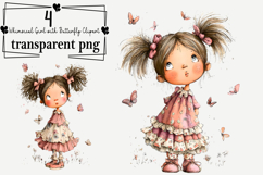 Whimsical Girl Butterfly Clipart Watercolor PNG Product Image 1
