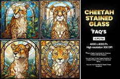 Cheetah Stained Glass Square Coaster - 04 Variations Product Image 1