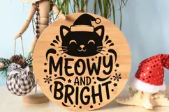 Meowy And Bright Svg, Funny Cat Christmas Svg, Cat Lover Svg Product Image 9