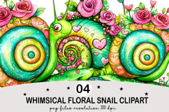 Whimsical Floral Snail Clipart Watercolor png Product Image 1