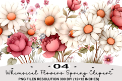 Whimsical Flowers Spring Clipart Spring PNG Product Image 1