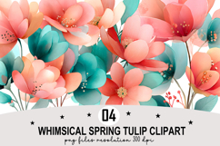 Whimsical Spring Tulip Clipart Watercolor PNG Product Image 1