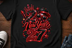 New Year 2027 Red Black Sublimation PNG, tshirt png Product Image 2