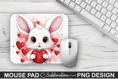 Valentine Bunny Sublimation Mouse Pad PNG Design Product Image 1