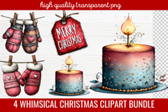 4 Whimsical Christmas Clipart | Cute Festive Holiday PNG Product Image 1