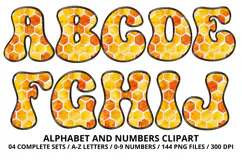 Honeybee Alphabet png clipart, honey bee letters doodle Product Image 2