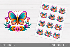 Butterfly Sticker Design. Butterfly Flowers Sticker Product Image 1