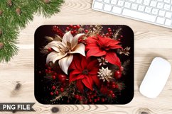 Christmas Flowers Sublimation Mouse Pad PNG Design Product Image 1