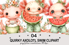 Quirky Axolotl Swim Clipart png Watercolor png Product Image 1