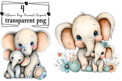 Whimsical Father’s Day Animal Clipart Watercolor PNG Product Image 1