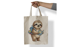Cute Sloth Reading a Book with Backpack Watercolor PNG Product Image 6
