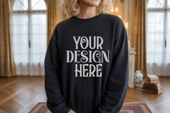 Black Gildan 18000 Sweatshirt Model Mockups, Sweatshirts Product Image 1