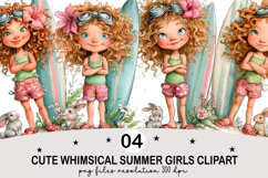 Cute Whimsical Summer Girls Clipart Product Image 1