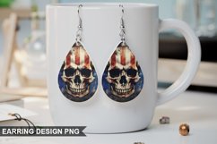 American Flag Patriotic Skull Earring Design Product Image 1