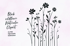 Black wildflower outline clipart sublimation Product Image 1